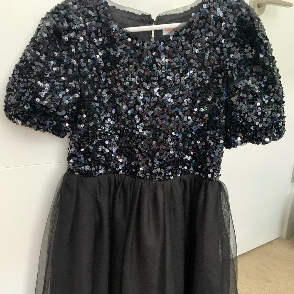 Little Girls Black Sequin Dress